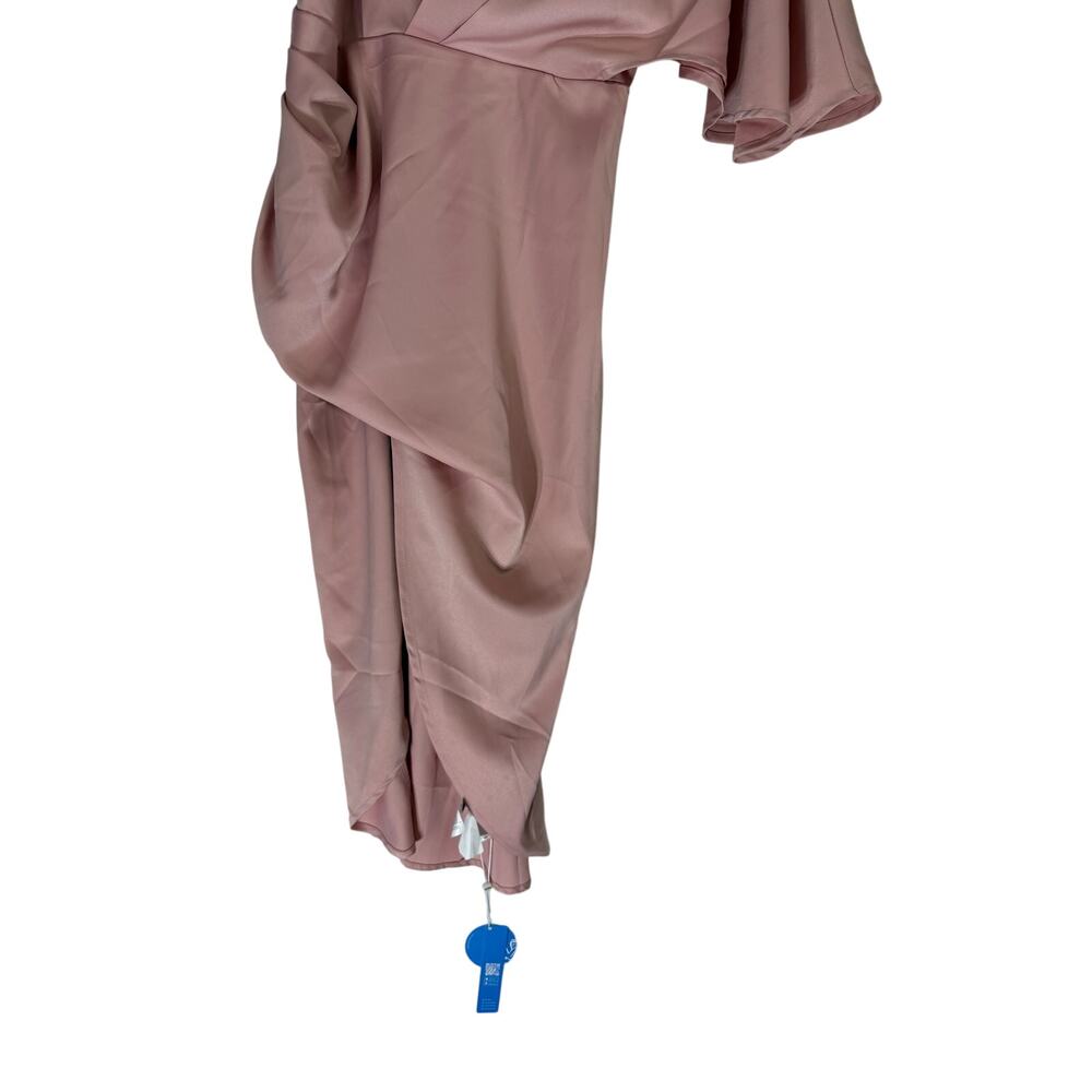 NWT Cupshe Pink Satin One Shoulder Flared Sleeves Cocktail Party Dress Size M - Picture 4 of 11